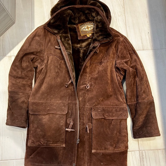 VINTAGE SHEEPSKIN SHEARLING “MARLBORO MAN” COAT JACKET WESTERN TRUCKER L BROWN - Picture 11 of 14